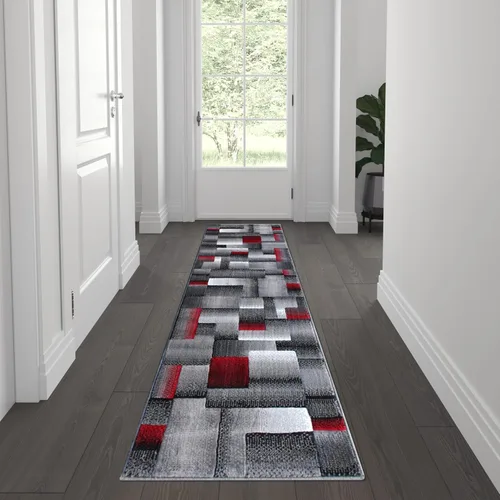 Miniatura 19 de Flash Furniture Elio Collection - Alfombra de área con patrón de bloques de color, alfombra de olefina azul de pelo alto, alfombra de área de 2 x 3