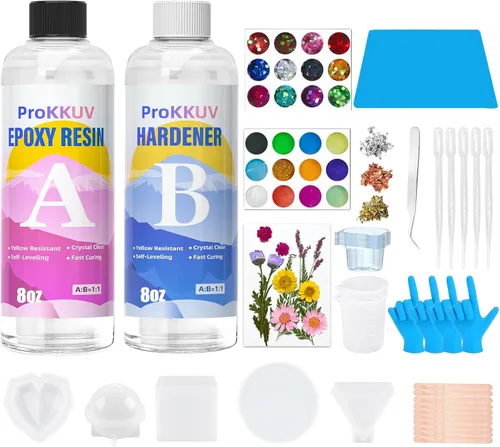 Miniatura 11 de Kit de resina epoxi, resina epoxi transparente de 32 onzas, sin burbujas, no se amarillea, resistente a los rayos UV, seguro para alimentos, fácil