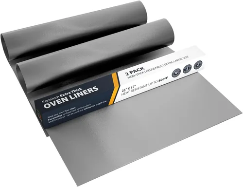 Miniatura 11 de Revestimientos de horno para la parte inferior del horno - Paquete de 2 alfombrillas grandes de servicio pesado, 17"x25" antiadherentes Cobre