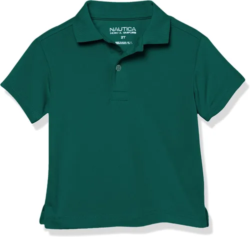 Nautica - Camiseta tipo polo de manga corta para uniforme escolar de niños, con cierre de botones y material de alto rendimiento que absorbe la