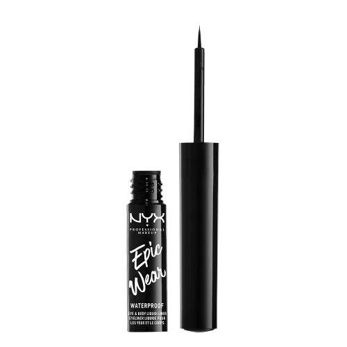 NYX PROFESSIONAL MAKEUP Epic Wear - Delineador líquido de larga duración, impermeable, color negro