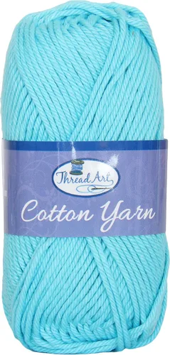 Threadart 100% puro hilo de algodón para crochet | ovillos de 50 g | hilo de peso medio #4 | 77,7 m por ovillo | 30 colores disponibles | Aqua #3545