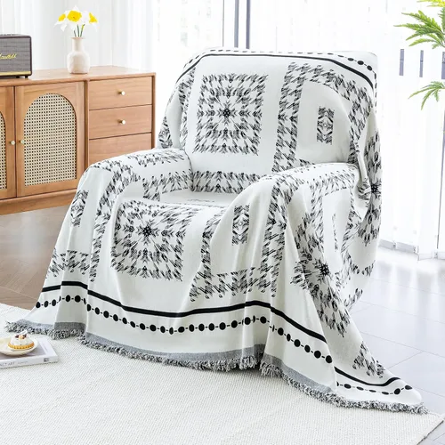 Miniatura 16 de Mantas con Rayas para Sofá, Fundas Boho para Sofá, Mantas para Sofá para Perros, Fundas Medianas para Sofá Reclinable y Silla, Fundas de Sofá