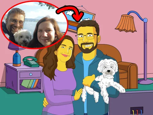 Miniatura 7 de Retrato de dibujos animados de estilo Simpson personalizado de tu foto, medio cuerpo, prueba de 24 horas, póster impreso o lienzo, regalo