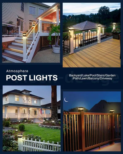 Miniatura 4 de Luces para postes de valla, 25 lúmenes, luz solar para postes de madera, se adapta a postes de madera de 4 x 4 o más grandes con base de 4 x 6, luz