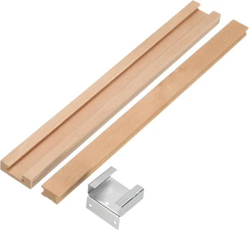 Miniatura 4 de uxcell 2 juegos de correderas de madera para cajones con soporte deslizante de metal, guía central de madera clásica, kit de repuesto de rieles