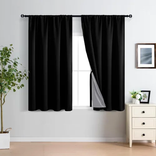 Miniatura 24 de XWZO Cortinas Opacas 100% Blancas - Cortinas de Bloqueo Total de Calor y Luz con Forro Negro para Dormitorio/Cuarto de Lavado, Paneles de Ventana