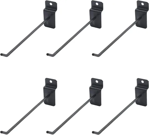 Miniatura 16 de Paquete de 6 ganchos Slatwall, ganchos resistentes para uso general, rejilla de metal de grado comercial, surtido de estanterías de almacenamiento