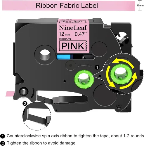 Miniatura 2 de NineLeaf Compatible con Brother P-Touch Embellish TZe-RE31 TZeRE31 TZ-RE31 TZRE31 TZRE31 TZRE31 0.472 in 0.47 Negro sobre Rosa Cinta de Satén