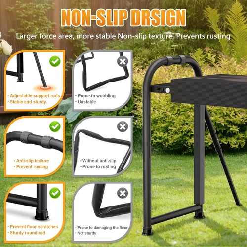 Miniatura 4 de seasky Rodillero y asiento plegable para jardín, banco de jardinería antivuelco, almohadilla gruesa y suave, taburete de jardinería resistente