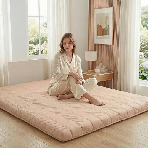 ZonLi Colchón de piso japonés tipo futón, tamaño individual, colchón de tatami enrollable de 4" de grosor con cubierta lavable 100% algodón, colchón