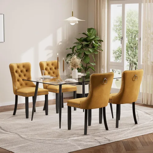 Miniatura 111 de Baysitone Juego de mesa de comedor de vidrio de 51 pulgadas para 4, juego de 5 piezas moderno de comedor, mesa de cocina rectangular de vidrio con 4