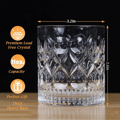 Miniatura 2 de Vaso de whisky, vaso de whisky antiguo de 10 onzas, caja de regalo para whisky escocés, bourbon y vodka, etc., perfecto para fiestas, bares