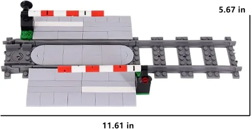 Miniatura 2 de Juego de Bloques de Construcción de Vías de Tren 01, Vías de Tren de la Ciudad, Bloques de Construcción de Paso a Nivel de Ferrocarril con Señal