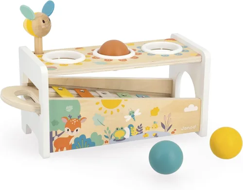 Janod Pure Tap Tap Xilófono Pure 2 en 1 Juguete de aprendizaje temprano - Edades 12 Meses + - J05155
