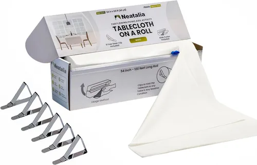 Miniatura 10 de Rollo de mantel de plástico negro de 54 x 120 pies, desechable, impermeable, para exteriores, fiestas, eventos, manteles para barbacoa, picnic
