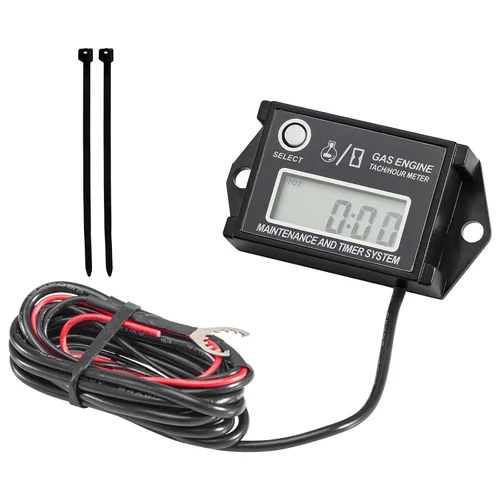 CarBole Tacómetro Digital de Horas, Tacómetro de Horas para Motor Pequeño, Medidor de Calibre RPM para Cortacésped, Esquís, Moto de Cross, Barco,