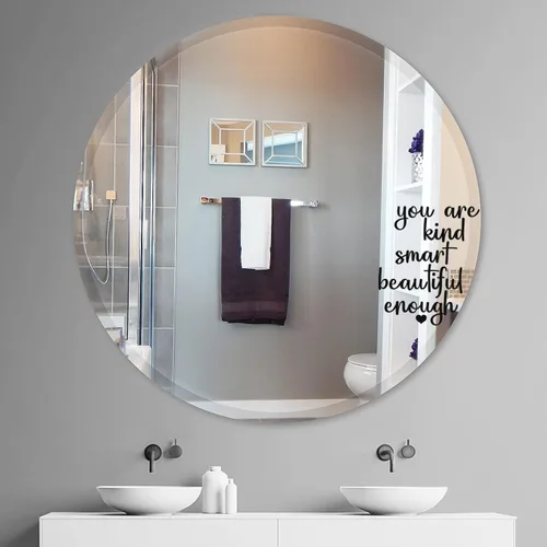 Miniatura 6 de Paquete de 2 calcomanías de espejo de afirmación positiva, calcomanías de pared motivacionales de vinilo para baño o dormitorio, citas alentadoras