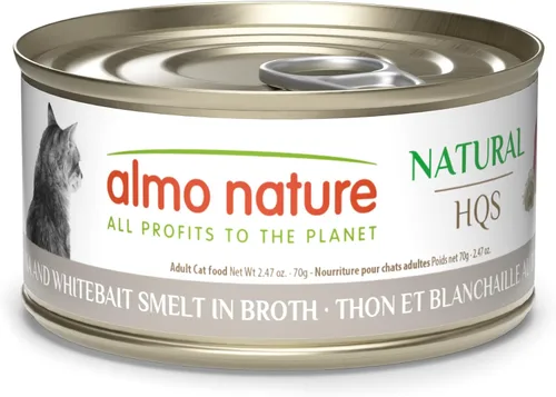 Miniatura 13 de almo nature HQS - Comida húmeda natural para gatos con atún y queso en caldo, sin granos, 5.29 onzas (paquete de 24))