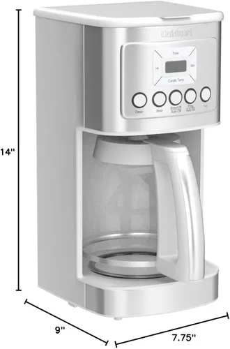 Miniatura 3 de Cuisinart Cafetera de 14 Tazas, Máquina de Café Programable PerfecTemp con Jarra de Vidrio, Configuración de 1-4 Tazas, Control de Fuerza de Blanco