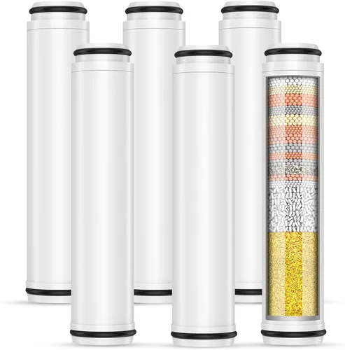 Miniatura 10 de FEELSO Filtro de ducha para cabezal de ducha de mano, paquete de 2 filtros de repuesto de 15 etapas para agua dura, elimina cloro y sustancias