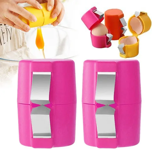 Miniatura 9 de Galleta y pelador de huevos de naranja – Rompe cáscara de huevo de acero inoxidable, separador y cortador para huevos crudos y duros
