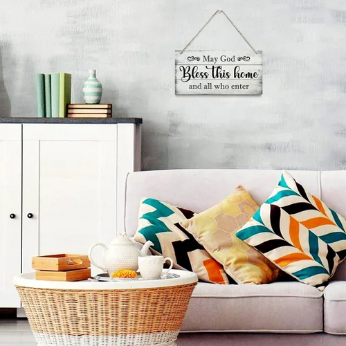 Miniatura 4 de Letrero decorativo de madera con texto en inglés «May God Bless This Home» («May God Bless This Home»)