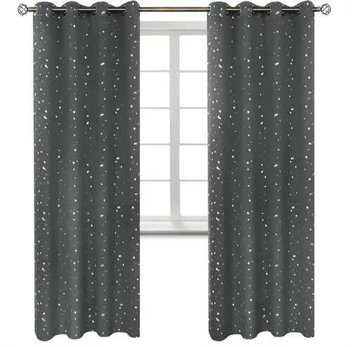 Miniatura 21 de BGment Cortinas opacas para dormitorio infantil, con aislamiento térmico, con ojales, estampado de estrellas plateadas, cortinas para oscurecer