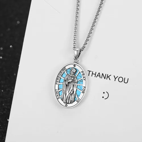 Miniatura 71 de Collar de plata de ley 925 con medalla de San Patrón, colgante de protección católica, amuleto, joyería religiosa para hombres y mujeres