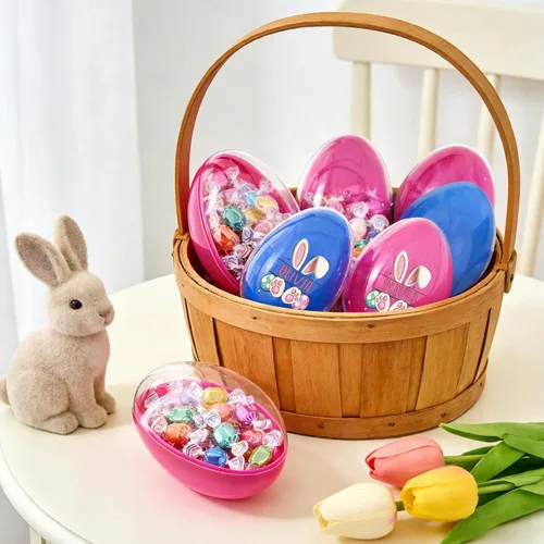 Miniatura 2 de Artsadd Huevos de Pascua personalizados con nombre, diseño de conejo rellenable, huevos decorativos para la caza de huevos de Pascua, recuerdos