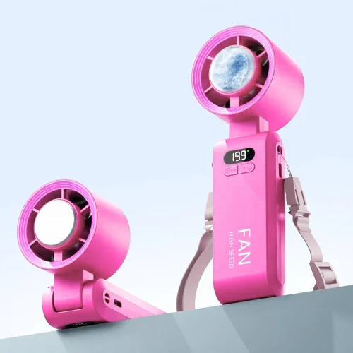 Miniatura 9 de Ventilador de mano portátil con refrigeración por hielo, ventilador turbo de alta velocidad de 24.6 ft/s, ventilador de cuello personal plegable 4