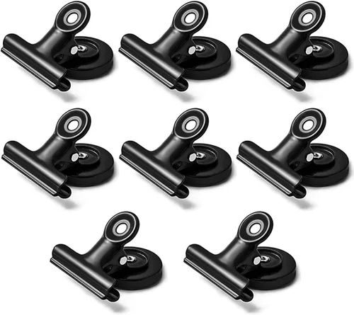 Miniatura 8 de Paquete de 16 clips magnéticos, clips de metal resistentes con imán fuerte para refrigerador y pizarra blanca, suministros coloridos para profesores