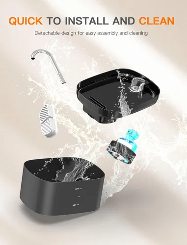 Miniatura 6 de Fuente de agua para gatos, fuente para gatos de 84 onzas/2.5 L, fuente de agua súper silenciosa para mascotas, filtro de carbón activado