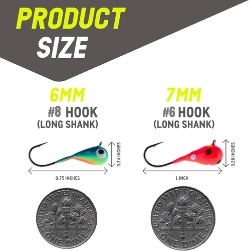Miniatura 8 de Reaction Tackle Plantillas de pesca en hielo de tungsteno - Plantilla súper sensible en forma de lágrima para panfish, crappie, lucioperca, perca