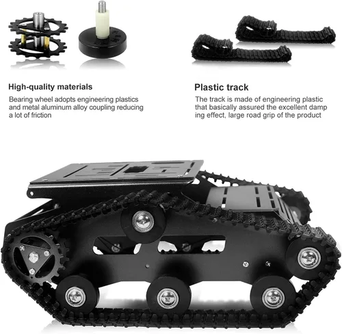 Miniatura 5 de Kit de chasis de coche robot inteligente, chasis de tanque grande de metal completo con motores de 2WD para Arduino Raspberry Pi Jetson Python DIY