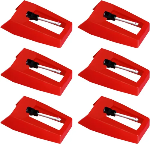 Miniatura 10 de Paquete de 2 agujas para tocadiscos, repuesto rojo para tocadiscos Crosley, Victrola, vinilo, fonógrafo ION