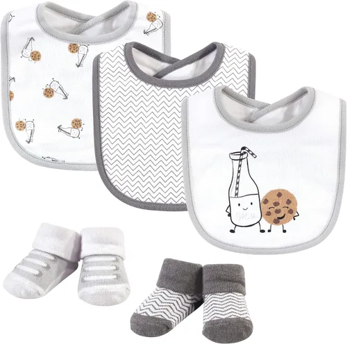 Miniatura 121 de Hudson Baby Conjunto de babero y calcetines unisex de algodón para bebé