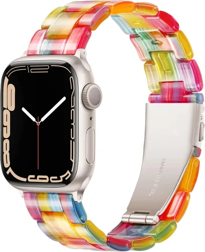 Miniatura 27 de Compatible con Apple Watch Band de 1.614 in, 1.575 in, 1.496 in o 1.929 in, 1.772 in, 1.732 in, 1.654 in, correa de repuesto de resina ligera Blanco