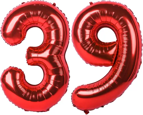 Miniatura 50 de Globo gigante de helio de 40 pulgadas, número 0 rojo, de poliéster, película de aluminio, 0-9, para niña y niño, autoinflable, dígito cero