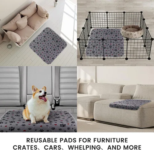 Miniatura 5 de Almohadillas lavables para orina para perros, paquete de 2 almohadillas extra grandes de 36 x 36 pulgadas, súper absorbentes, reutilizables
