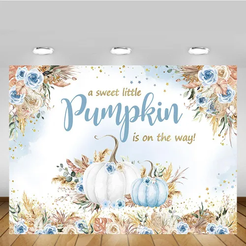 Miniatura 5 de MEHOFOND Telón de fondo bohemio de otoño para baby shower, de 7 x 5 pies, una calabaza dulce está en camino, fondo de calabaza para niños, acuarela