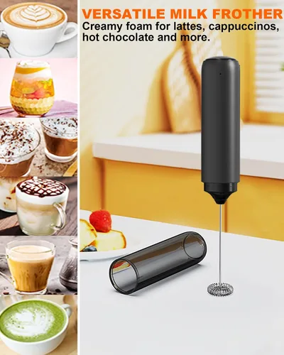 Miniatura 8 de Espumador de leche recargable con cubierta, fácil de llevar, mezclador de bebidas de mano, varita espumadora eléctrica para café, café con leche
