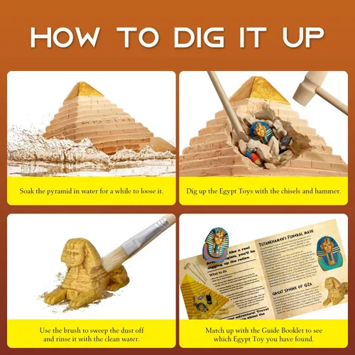 Miniatura 5 de Kit de excavación de pirámides, juego de excavación de civilización egipcia antigua que incluye estuche de momia, dios del sol, gran esfinge y más