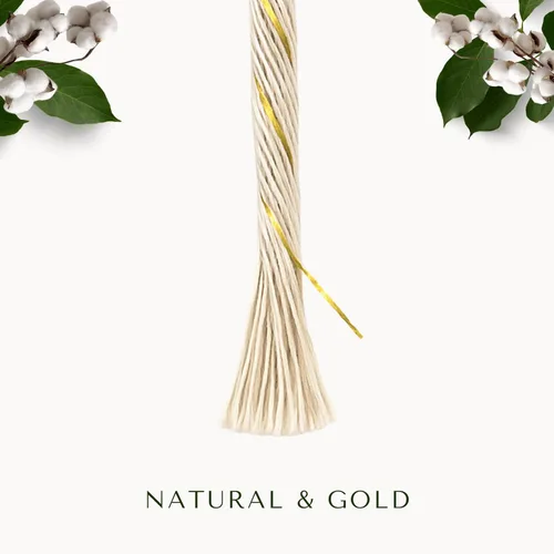 Miniatura 3 de BOCHIKNOT Cuerda de macramé metálica - 3 mm x 301,5 metros, hebra simple para colgar en la pared y colgar plantas - Oro metálico natural Dorado
