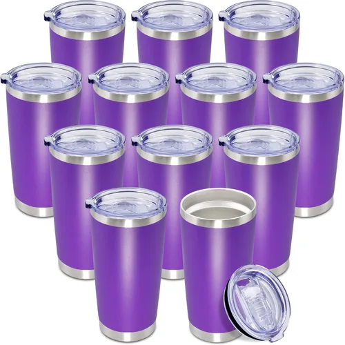 Miniatura 22 de Vaso de viaje de café de 20 onzas a granel con tapa, acero inoxidable de doble pared aislada al vacío, tazas con recubrimiento en polvo, para Rosa