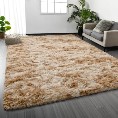 Miniatura 20 de Deerhoo - Alfombra de área, estilo shag, 4 x 6 pies, con teñido anudado, alfombra mullida y ultrasuave para sala de estar, alfombra de pelo