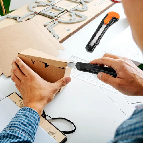 Miniatura 2 de DIYSELF Juego de 12 cortadores de caja, cuchillo utilitario desechable, cortador de caja retráctil para oficina, tienda, almacén, cuchillos
