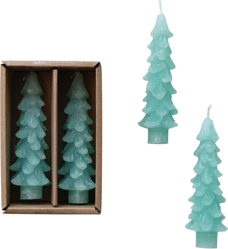 Miniatura 23 de Creative Co-Op Velas cónicas en forma de árbol sin perfume, color beige ponche de huevo, juego de 2 en caja Ponche de huevo beige