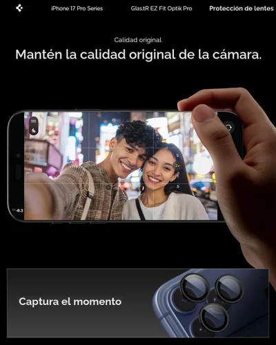 Miniatura 4 de Spigen Protector de pantalla para lente de cámara [GlasTR EZ Fit Optik Pro] diseñado para iPhone 17 Pro Max iPhone 17 Pro iPhone 16 Pro Max 16