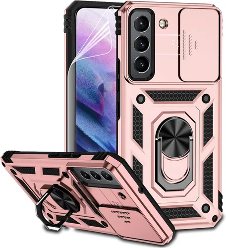 Miniatura 10 de Funda para Samsung Galaxy S22 Plus con cubierta para lente de cámara, protector de pantalla HD, soporte magnético con anilla de grado militar, Negro